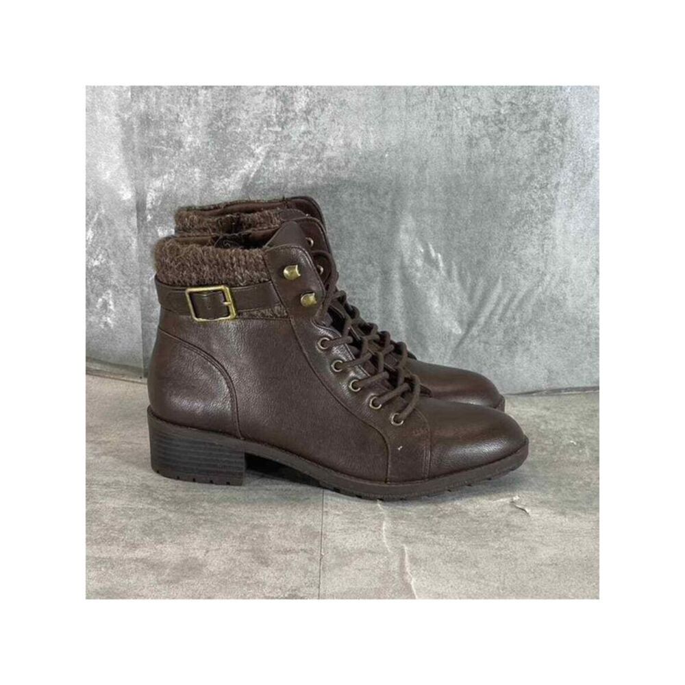 STYLE & COMPANY Womens Brown Lace Gaiel Round Toe Block Heel Hiking Boots 10 M